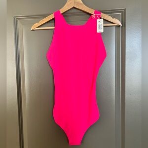 Hot pink racer back bodysuit